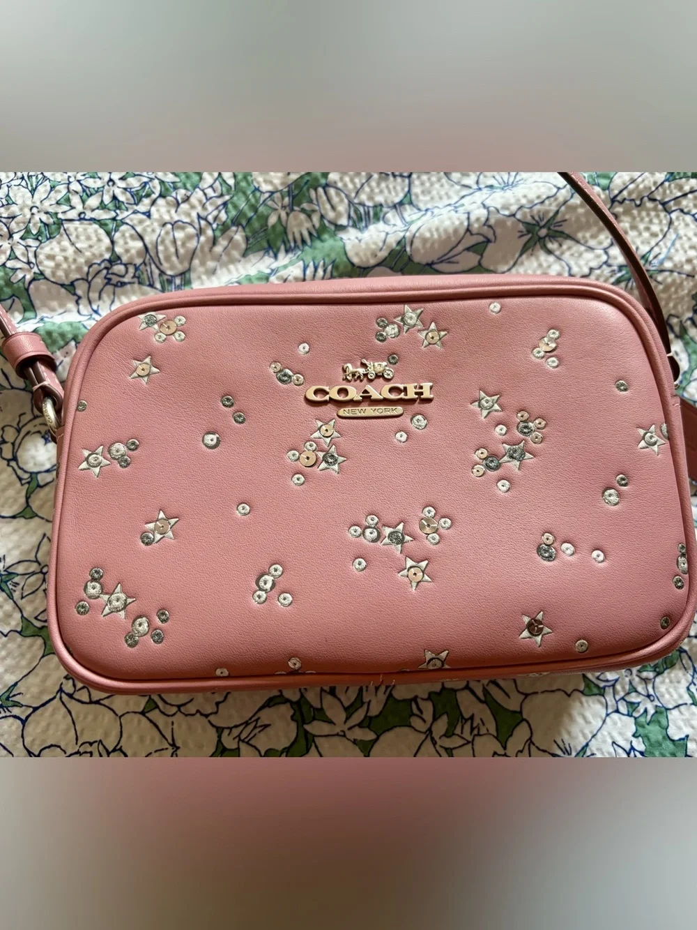 Coach Mini Jamie Camera Bag With Star Print Novelty Leather/Silver Pink - NWoT - Picture 3 of 6